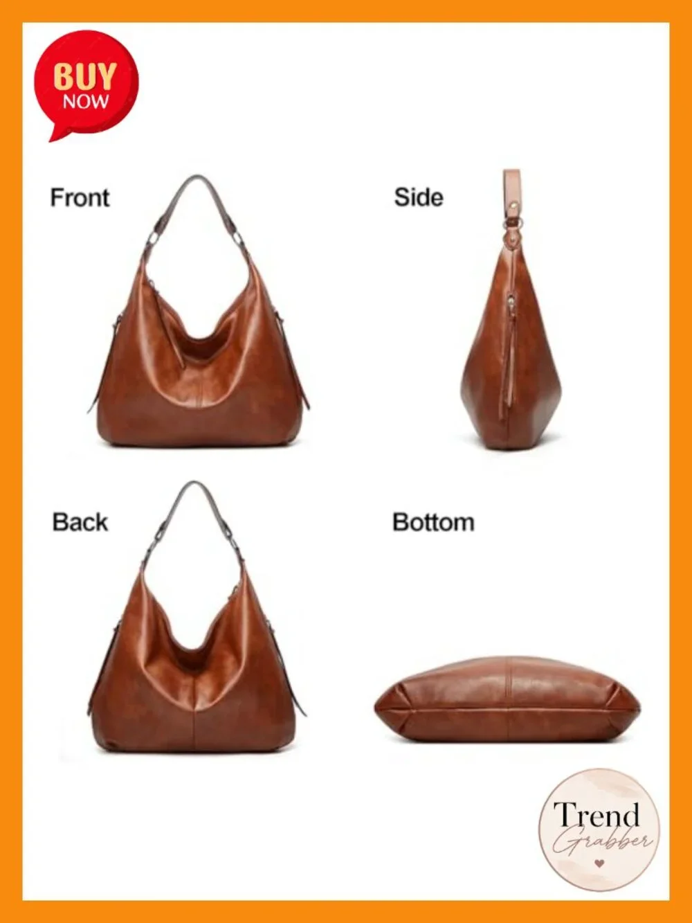 3-Piece PU Leather Handbag Set Crossbody & Wristlet Large Hobo Work Travel